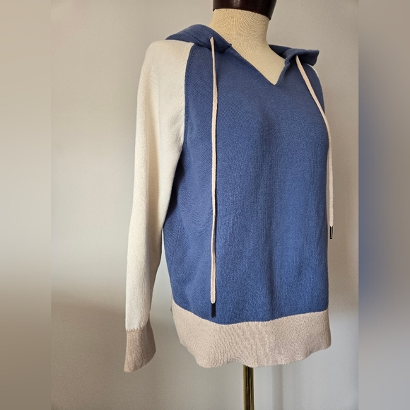 ALP N ROCK Blue/Cream/White Cotton Pullover Hoodie Sweater. Size Small - Picture 2 of 9